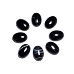 1pc - Cabochon Pierre semi précieuse - Agate noire Ovale 18x13mm - 8741140005464 