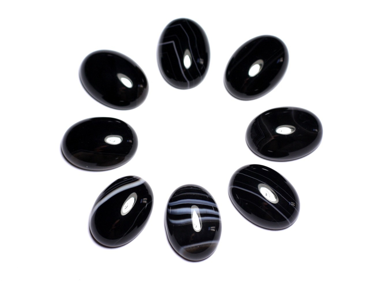 1pc - Cabochon Pierre semi précieuse - Agate noire Ovale 18x13mm - 8741140005464 