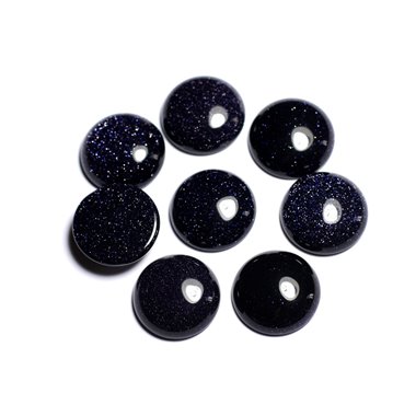 1pc - Cabochon Pierre Soleil Synthese Galaxy Rond 20mm Bleu Noir Paillettes - 8741140005433