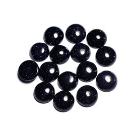 1Stk - Cabochon Pierre Soleil Synthese Galaxy Rund 14mm Blau Schwarz Glitzer - 8741140005426