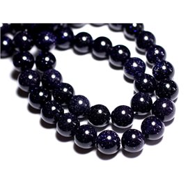 2pc - Stone Beads - Blue Synthetic Sunstone Galaxy Balls 14mm - 8741140005297 