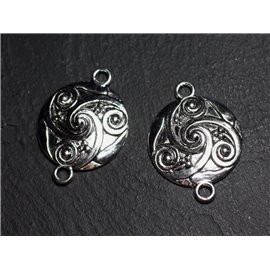 4 stuks - Verzilverd metalen tussenstukjes kwaliteit ronde Keltische spiralen 28mm - 8741140003828 