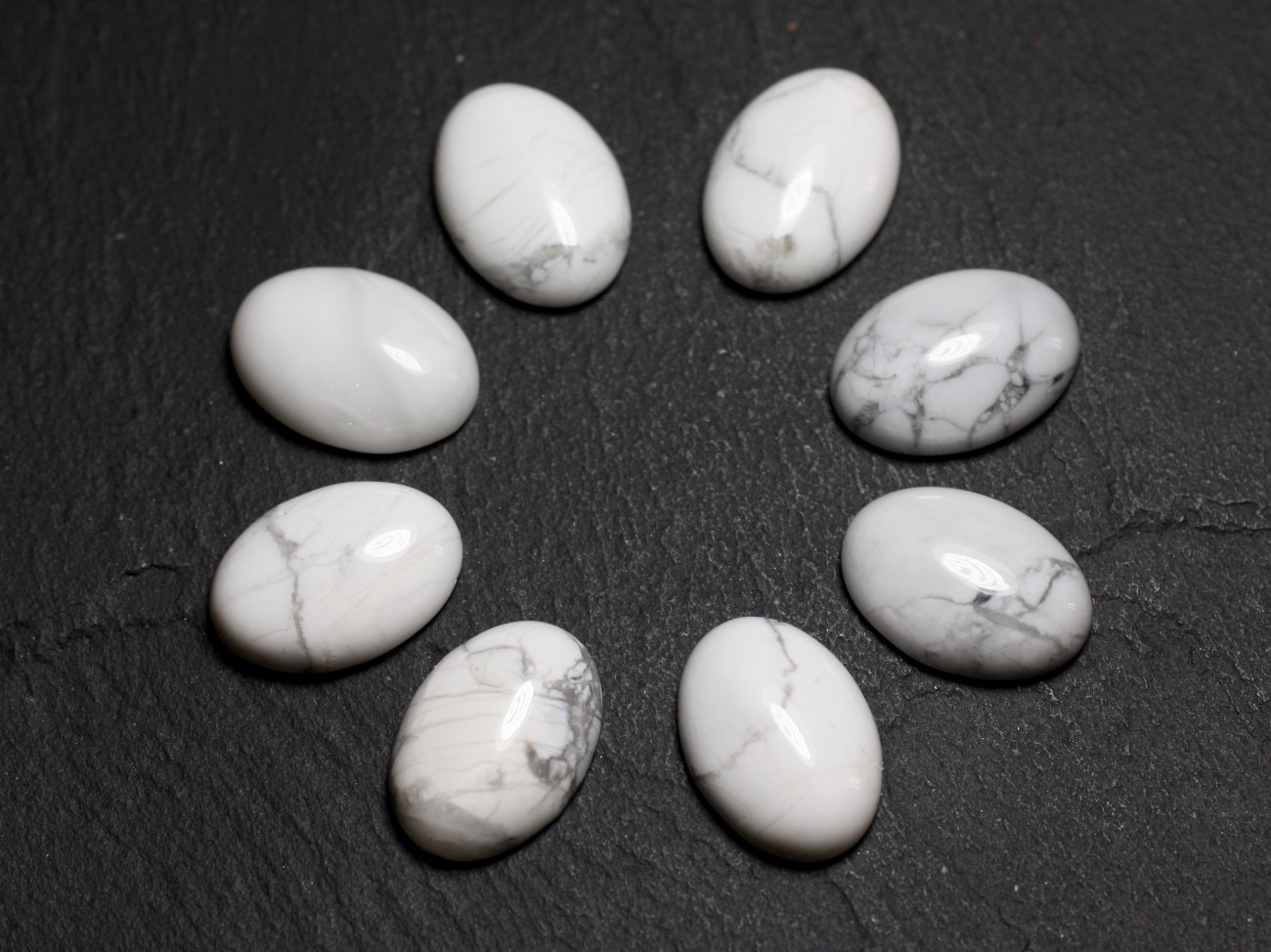 1pc - Cabochon Pierre semi précieuse - Howlite Ovale 18x13mm - 8741140005488