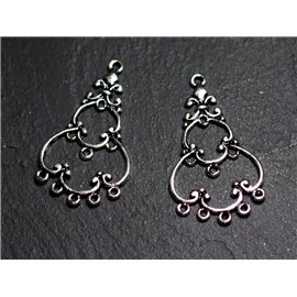 10pc - Connettori per risultati Gocce Arabesque grandi di qualità placcate argento 34mm - 8741140003767 