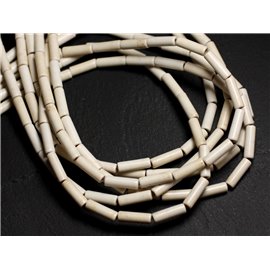 20pc - Stone Beads - Synthetic reconstituted turquoise Tubes 13x4mm Cream white - 8741140005358 