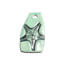 N11 - Pendente conchiglia stella marina in ceramica porcellana 51 mm turchese verde - 8741140003941 