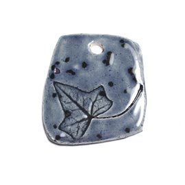 N48 - Porselein Keramiek Empreintes Nature Leaf Pendant 42mm Grey Blue Anthracite - 8741140004313 