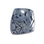 N48 - Pendentif Porcelaine Céramique Empreintes Nature Feuille 42mm Gris Bleu Anthracite - 8741140004313 