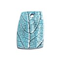 N69 - Pendentif Porcelaine Céramique Nature Feuilles 48mm Bleu Turquoise - 8741140004528 