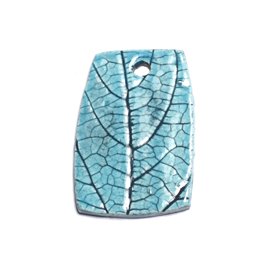 N69 - Hojas Colgantes de Porcelana Cerámica Nature 48mm Azul Turquesa - 8741140004528 