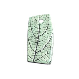 N72 - Nature Leaves Porcelain Ceramic Pendant 52mm Green Turquoise - 8741140004559 