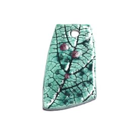 N73 - Natuurbladeren Porselein Keramiek Hanger 47 mm Groen Turquoise - 8741140004566 