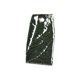N74 - Ciondolo in porcellana con foglie naturali in ceramica da 51 mm, verde oliva - 8741140004573 