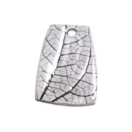 N79 - Pendente in ceramica con foglie naturali in porcellana 45 mm grigio chiaro perla - 8741140004627 