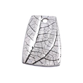 N79 - Pendentif Porcelaine Céramique Nature Feuilles 45mm Gris clair Perle - 8741140004627 