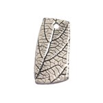 N77 - Pendentif Porcelaine Céramique Nature Feuilles 53mm Gris Beige Ecru - 8741140004603 