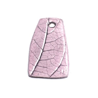 N78 - Pendentif Porcelaine Céramique Nature Feuilles 44mm Rose clair Pastel - 8741140004610 