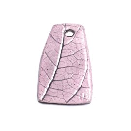 N78 - Ciondolo in porcellana con foglie naturali in ceramica 44 mm rosa pastello - 8741140004610 