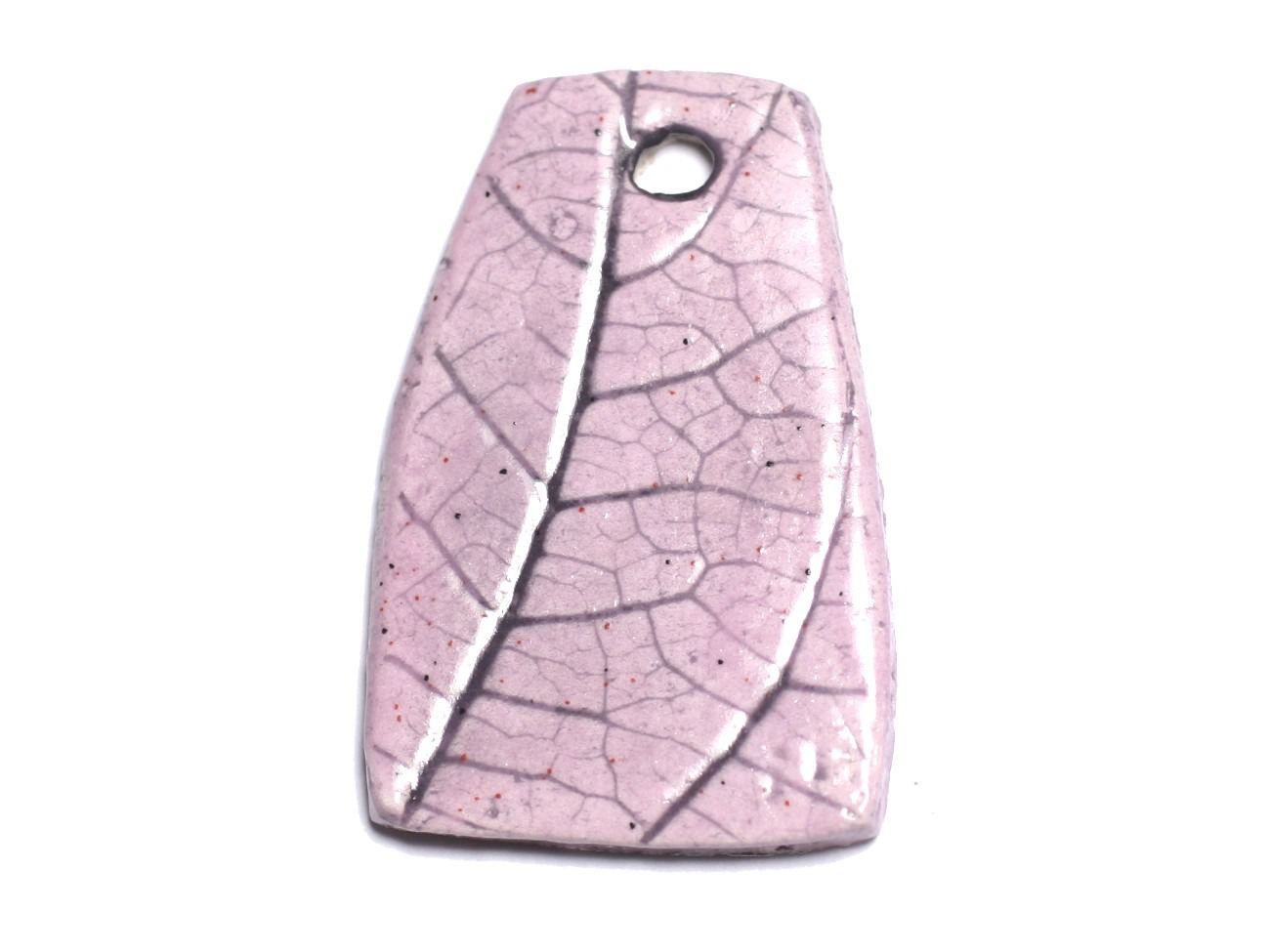 N78 - Pendentif Porcelaine Céramique Nature Feuilles 44mm Rose clair Pastel - 8741140004610 
