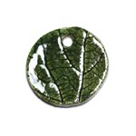 N82 - Pendentif Porcelaine Céramique Nature Feuilles Rond 34mm Vert Olive - 8741140004658 