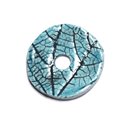 N87 - Pendentif Porcelaine Céramique Nature Feuilles Donut Pi 38mm Bleu Turquoise - 8741140004702 