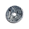N88 - Pendentif Porcelaine Céramique Nature Feuilles Donut Pi 38mm Gris Bleu Anthracite - 8741140004719 