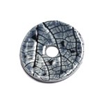 N88 - Pendentif Porcelaine Céramique Nature Feuilles Donut Pi 38mm Gris Bleu Anthracite - 8741140004719 