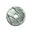 N89 - Pendentif Porcelaine Céramique Nature Feuilles Donut Pi 37mm Vert Turquoise - 8741140004726 
