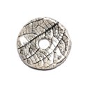 N94 - Pendentif Porcelaine Céramique Nature Feuilles Donut Pi 38mm Gris Beige Ecru - 8741140004771 