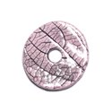 N96 - Pendentif Porcelaine Céramique Nature Feuilles Donut Pi 39mm Rose clair Pastel - 8741140004795 