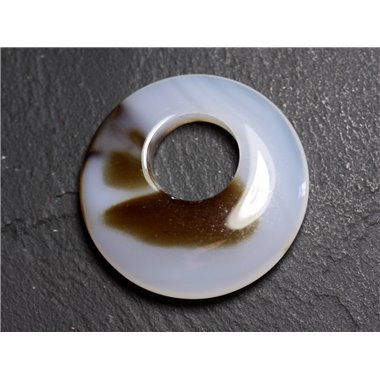 Pendentif Pierre - Agate Donut 40mm Blanc Marron N5 - 8741140004856 