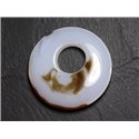 Pendentif Pierre - Agate Donut 44mm Blanc Marron N9 - 8741140004894 