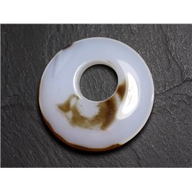 Colgante de piedra - Donut de ágata 44mm Marrón Blanco N9 - 8741140004894 