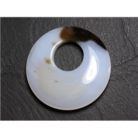 Perle Pendentif Pierre - Agate Rond Donut Cercle 43mm Blanc Marron N10 - 8741140004900