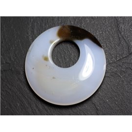 Anhänger Stein - Achat Donut 43mm Weiß Braun N10 - 8741140004900 