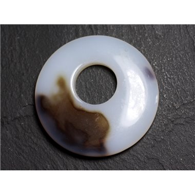 Pendentif Pierre - Agate Donut 44mm Blanc Marron N11 - 8741140004917 