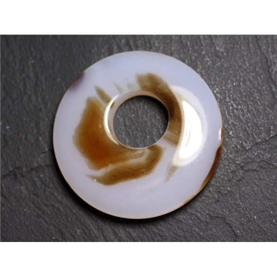 Pendentif Pierre - Agate Donut 45mm Blanc Marron N12 - 8741140004924 