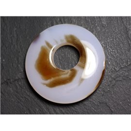 Stenen Hanger - Donut Agaat 45mm Wit Bruin N12 - 8741140004924 