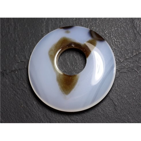 Pendentif Pierre - Agate Donut 45mm Blanc Marron N15 - 8741140004955 