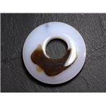 Pendentif Pierre - Agate Donut 44mm Blanc Marron N18 - 8741140004986 