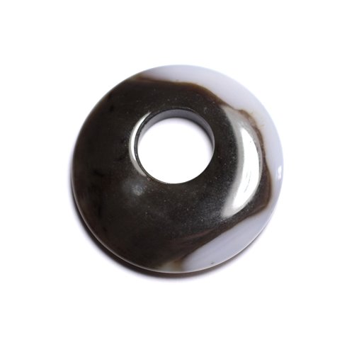 Pendentif Pierre - Agate Donut 42mm Blanc Marron Café N33 - 8741140005037 