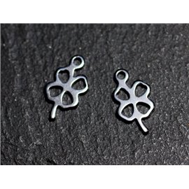 4pc - Stainless Steel Charms Pendants 4 Leaves Clover 12mm - 8741140003613 