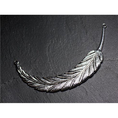 Grand Pendentif Connecteur Métal Argenté qualité Plume 9.5cm - 8741140003736 