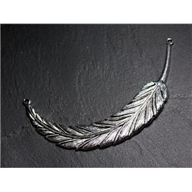 Large Pendant Connector Silver Plated Metal quality Feather 9.5cm - 8741140003736 