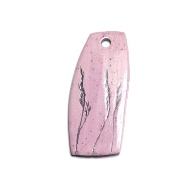 N64 - Pendentif Porcelaine Céramique Nature Feuilles Herbes 62mm Rose clair Pastel - 8741140004474 