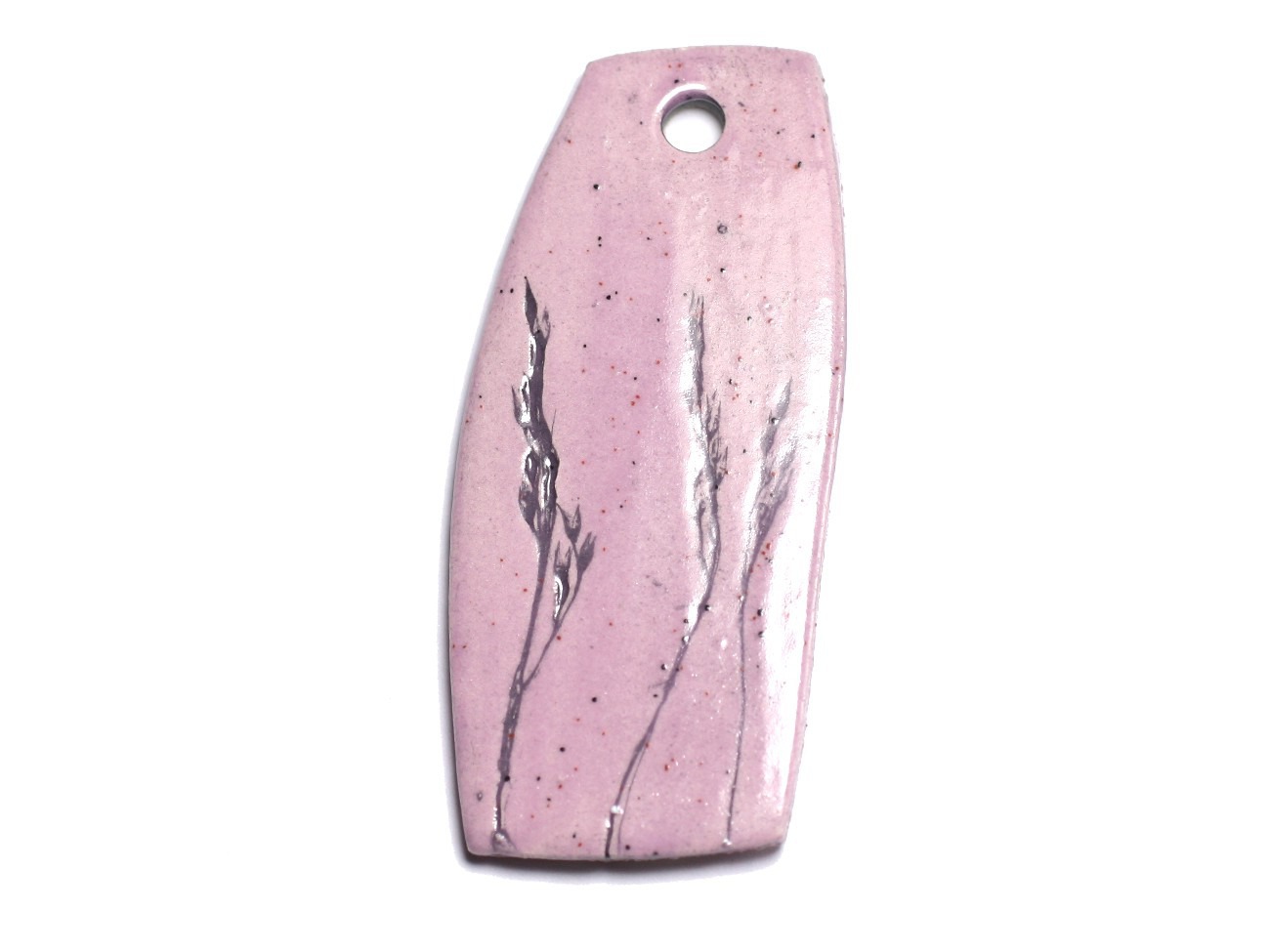 N64 - Pendentif Porcelaine Céramique Nature Feuilles Herbes 62mm Rose clair Pastel - 8741140004474 