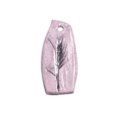 N67 - Pendentif Porcelaine Céramique Nature Feuilles Herbes 60mm Rose clair Pastel - 8741140004504 