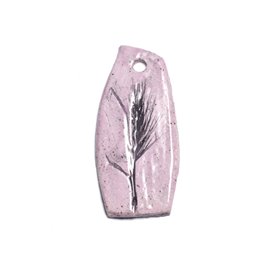 N67 - Pendentif Porcelaine Céramique Nature Feuilles Herbes 60mm Rose clair Pastel - 8741140004504 