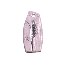 N67 - Porcelain Ceramic Nature Leaves Herb Pendant 60mm Light Pink Pastel - 8741140004504 