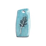 N26 - Pendentif Porcelaine Céramique Empreintes Plante Feuille 52mm Bleu Turquoise - 8741140004092 